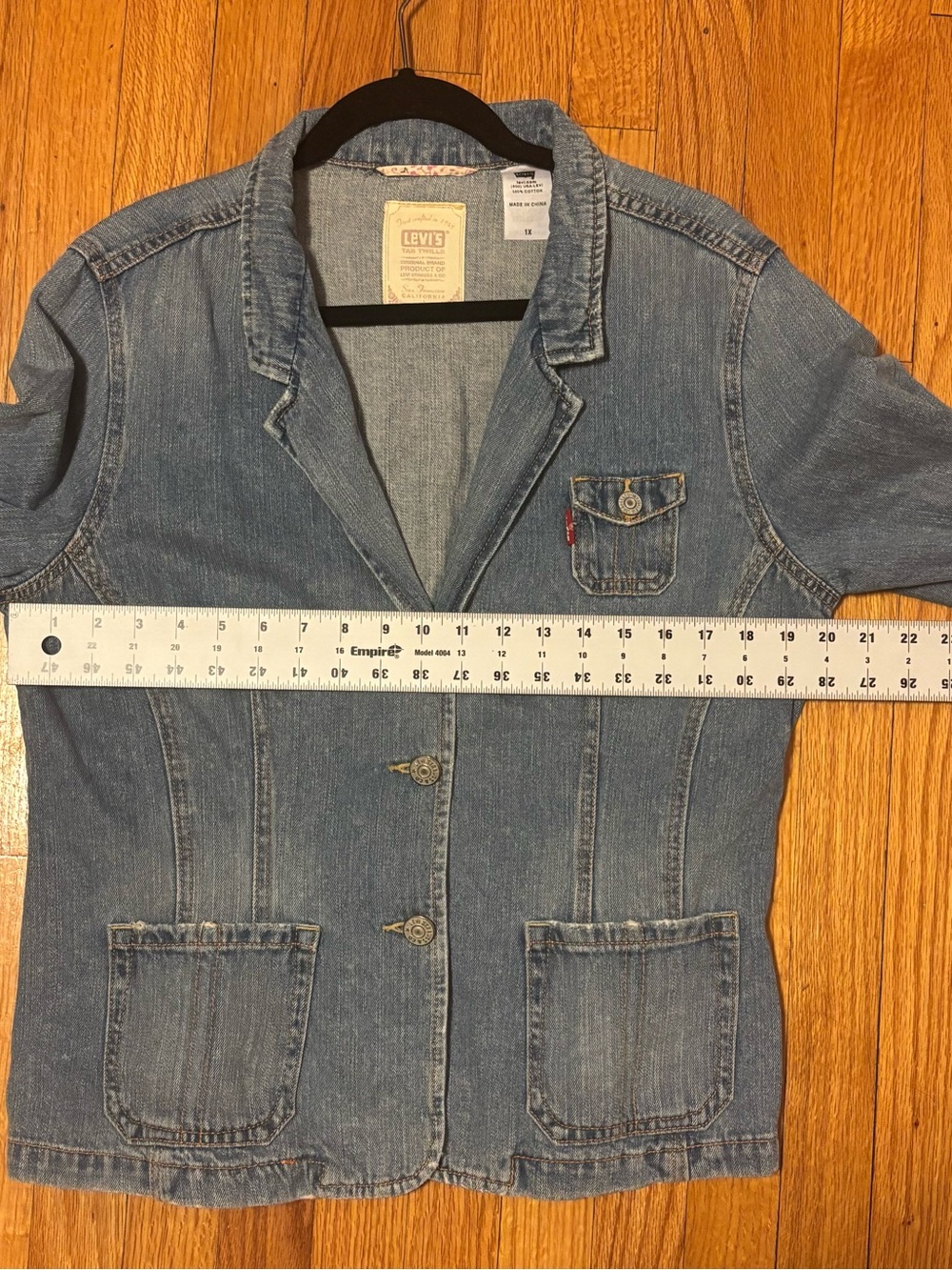 Levi’s Denim Blazer Jacket 1X Studded Y2K Western Boho Plus Size - Picture 10 of 10